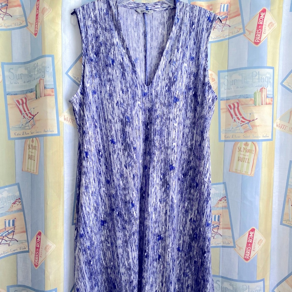 Kenneth Cole Reaction blue/white sleeveless dress OR  beach coverup. XL